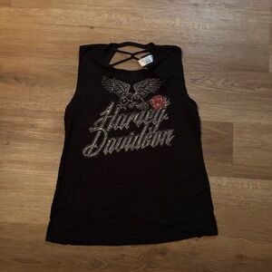 Harley-Davidson Black Muscle Tee with Cut Out Design